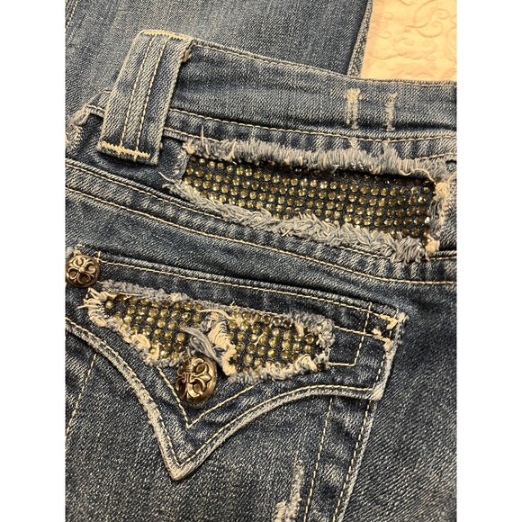 Miss Me boot cut 26 Jeans Distressed embellished with rhinestones - Picture 4 of 11